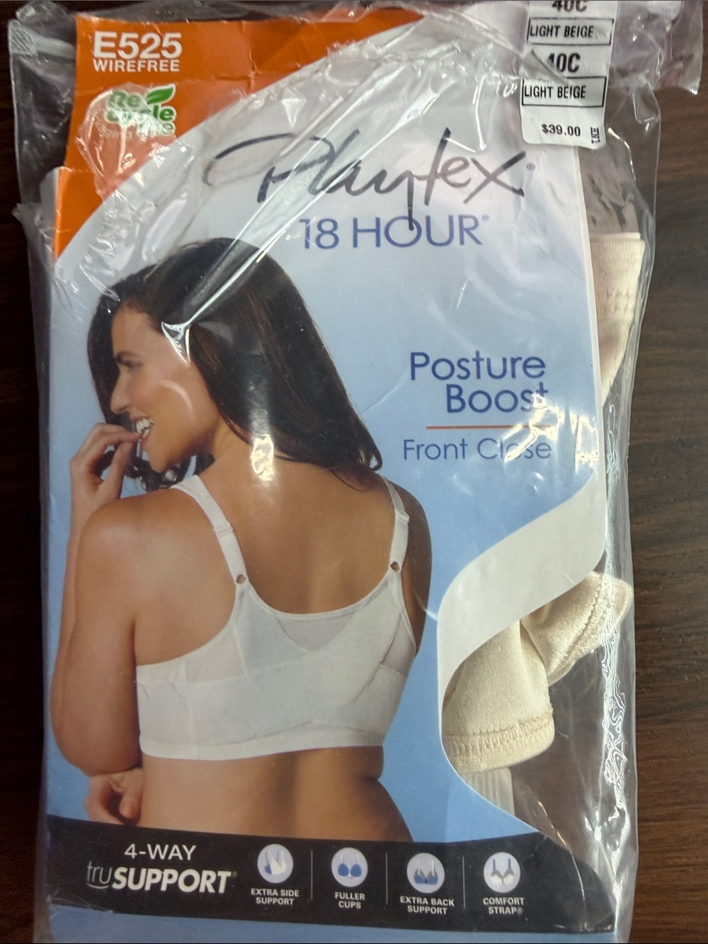 Macy's Playtex 18 Hour Posture Boost Front Close Bra - Light Beige